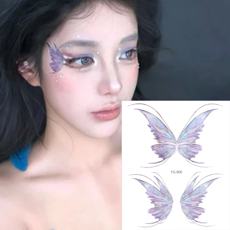 Shiny Butterfly Tattoo Sticker, Impermeável, Temporária, Olhos, Rosto, Peito, Body Art, Tatuagens Falsas, Mulheres Sexy Maquiagem, Decoração Cosmética