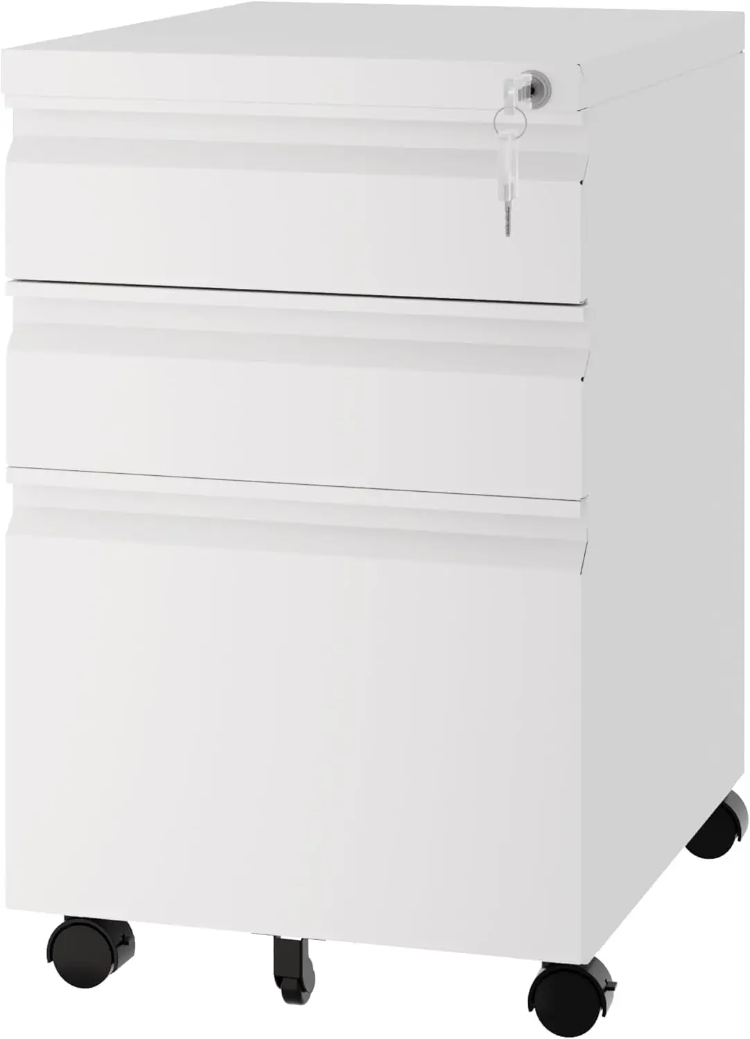 

3 Drawer Vertical File Cabinet, Mobile Filling Cabinet with Lock for Legal/Letter Size, Pre-Built Office Storage File Cabinet wi