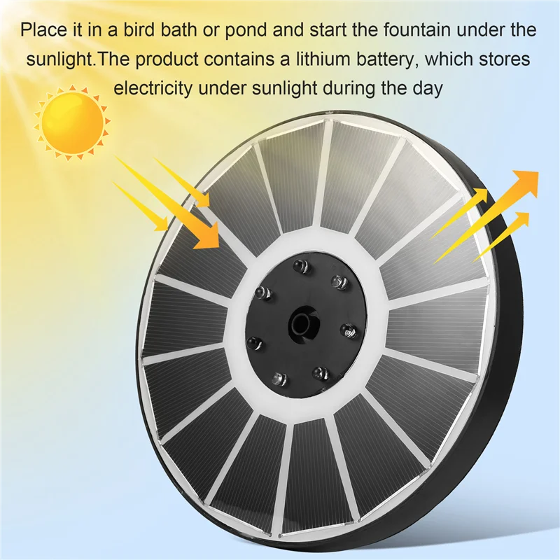 Fontaine solaire BAAG-3.5W pour bain d'oiseaux, fontaines d'eau solaires LED avec batterie 2200Mah, pompe de fontaine à énergie solaire