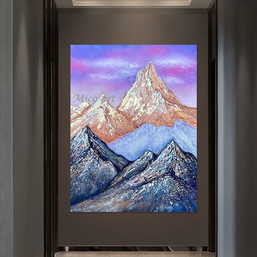 صورة جدارية للمناظر الطبيعية، لوحات زيتية مصنوعة يدويًا من القماش التجريدي على الفن الجبلي، بدون إطار، عمل فني كبير الحجم لغرفة الفندق