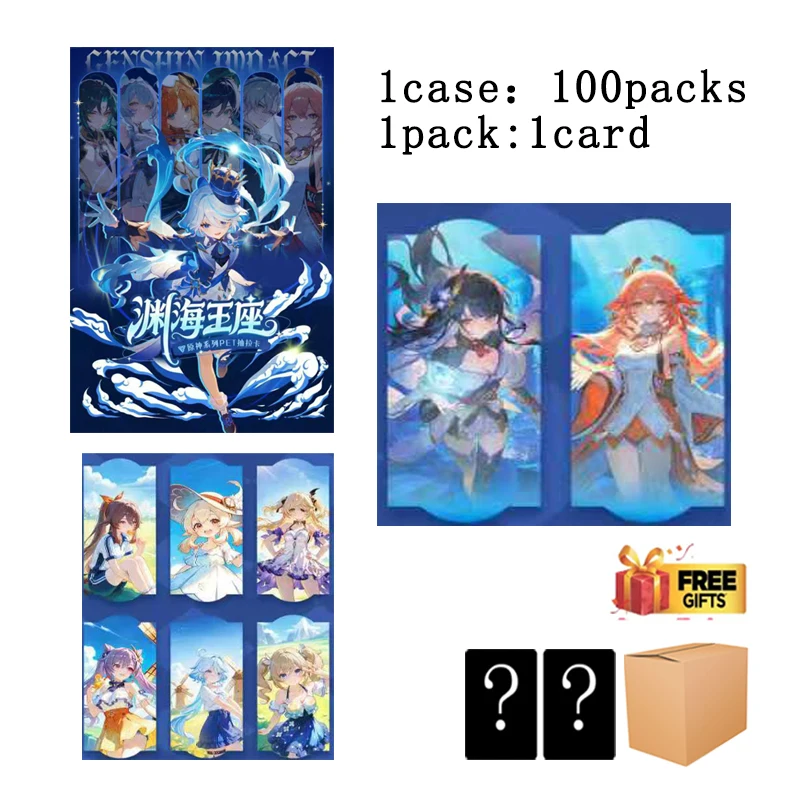 KAOKA Genshin Impact Four Fold Cards Collectible Pull Tab Set 300 Characters Art Gold Foil Stamping Embossed Display Anime