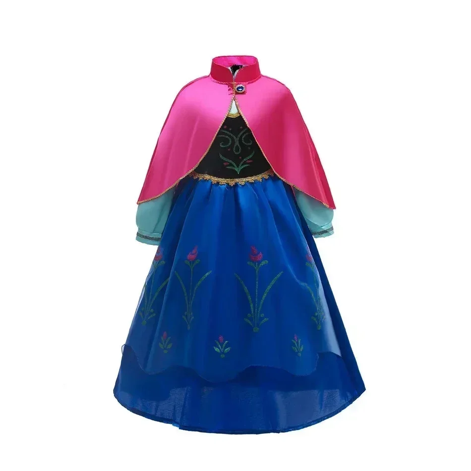Girls Summer Shiny Casual Dress for Kids Birthday Party Elsa Anna Dress Up Cloth Snow Queen  Carnival Halloween Cosplay Costume