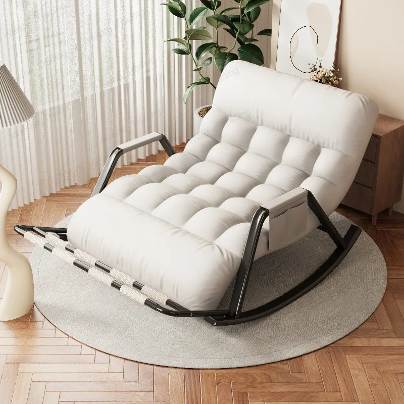 

Rocking Chair Reclining Chair Adult Sleeping Balcony Household Leisure Lazy Chair Simple Modern Foldable Sleeping Lying