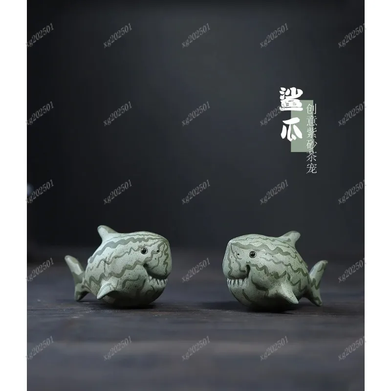 

Подъемная арбузная акула, чайный питомец - ручная работа, украшение для чайного стола, аксессуары для чайного сервиза