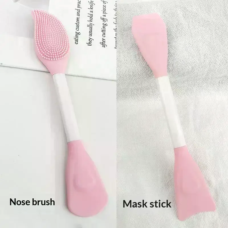 Double Head Facial Mask Brush Silicone Applicator Spoon Spatula Stirring Stick Women Skin Face Cleansing Care Home Makeup Tools
