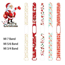 For Mi Band 7 6 5 4 3 Strap Silicone Christmas Printing Pattern Blet For Xiao MI 6 5 4 Watch Band Bracelet Sports Fitness Wrist