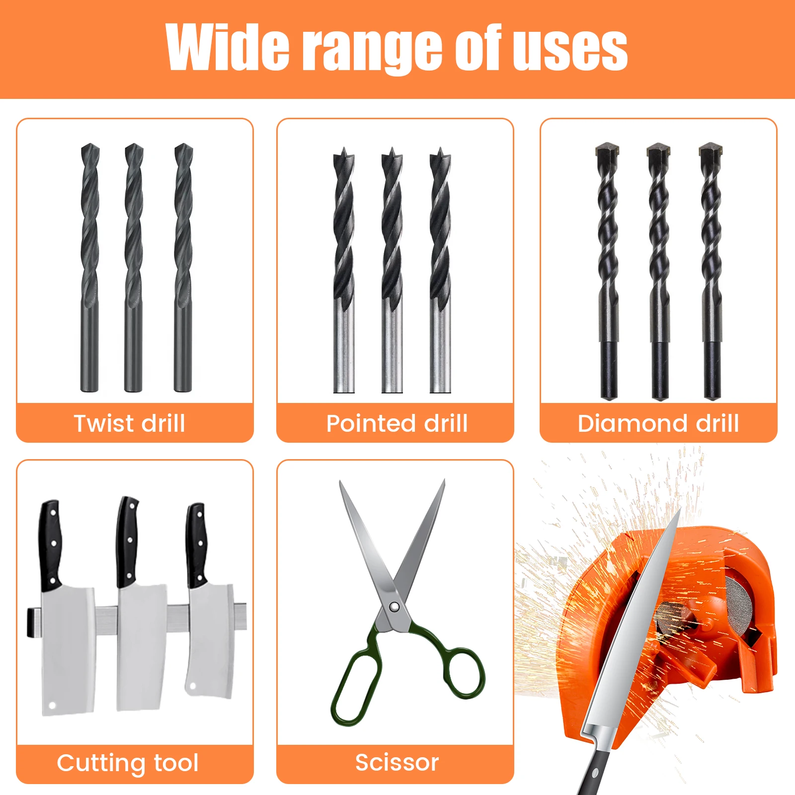 Drill Bit Sharpener Universal Grinding Wear Resistant Diamond Grinding Blade Sharpening Tool Impact Drill Milling Cutter Grinder