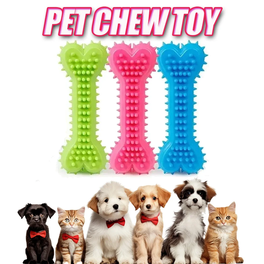 1PC Pet Kauen Spielzeug Weiche Gummi Biss-widerstand Knochen Form Zähne Schleifen Kauen Spielzeug für Kleine Hunde ausbildung Pet Liefert