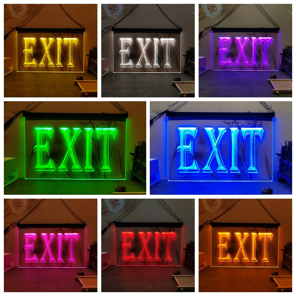 Exit Shop Cafe Restaurant LED Neon Sign-3D Carving Wall Art for Home,Room,Bedroom,Office,Farmhouse Decor