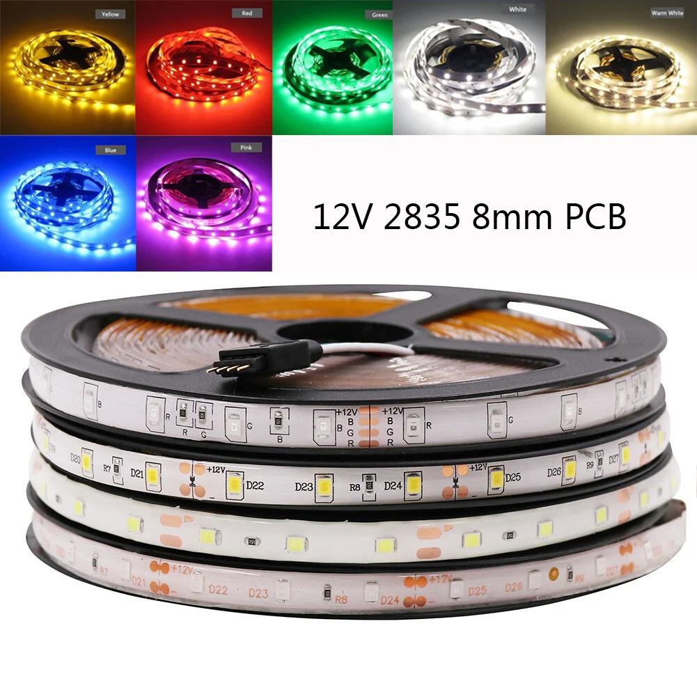 5M LED Strip DC 12V 2835 60 Lamp Beads Waterproof IP65 Flexible LED Light Strip 12V RGB Tape For Bedroom Decor Indoor Lighting