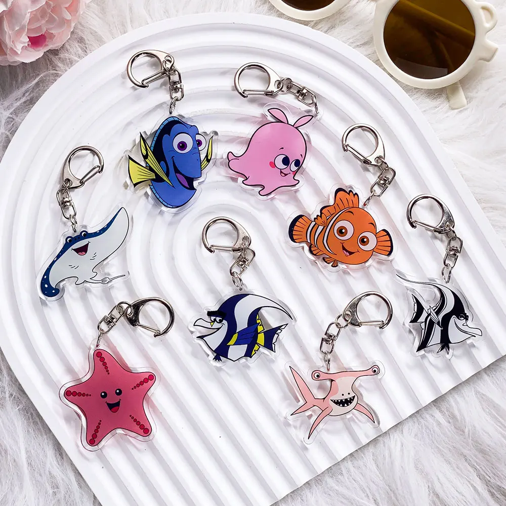 Llavero acrílico de Disney Finding Nemo, accesorios para bolsos, bonito soporte para llaves para mochila, llavero divertido, regalos para fanáticos y amigos, 1/17 Uds.