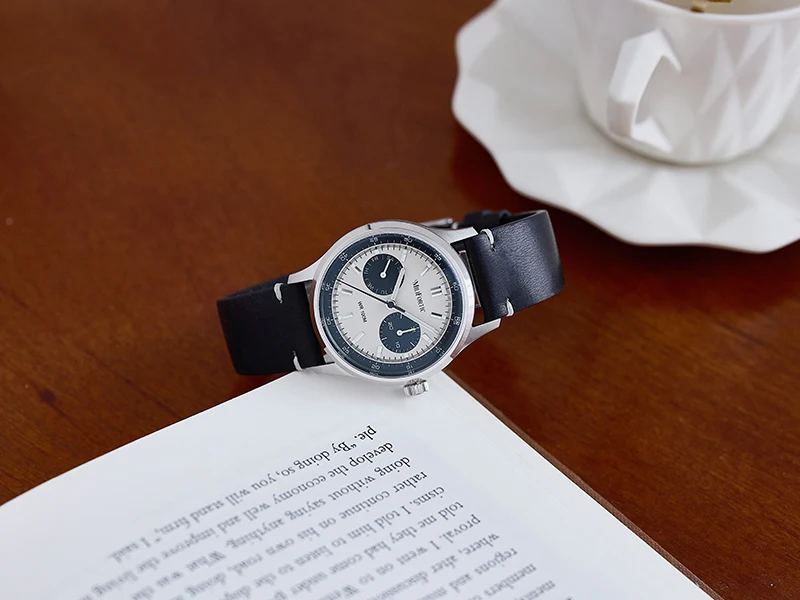 Milifortic R078 Klassische Retro Herrenuhr mit sanftem Quarzwerk, Panda-Multi-Zifferblatt, elegante Armbanduhr für den täglichen Geschäfts- und Anzuggebrauch, cool und stilvoll. – Detail 5