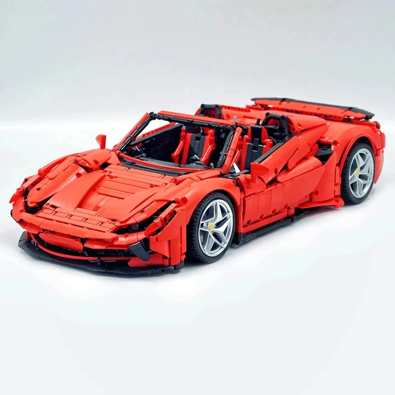 MOC JD018 Technical Red F8 Sports Car Building Blocks Speed Racing Vehicle Brick Puzzle Educational Toys Christmas Gift For Kids