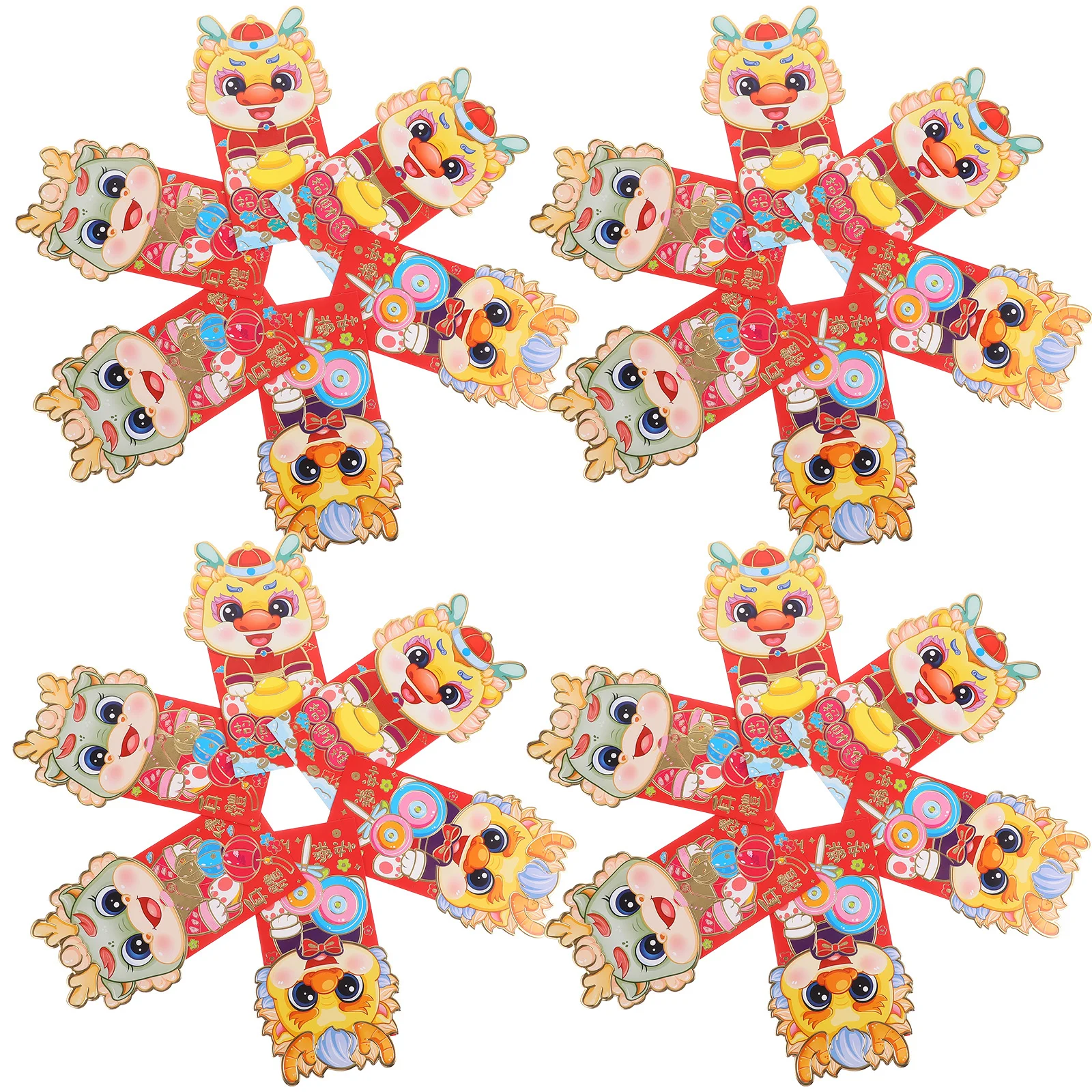 

36 шт., красные конверты с героями мультфильмов, прочная бумага, подарочные пакеты на лунный Новый год, креативные пакеты для денег, красные пакеты на китайский Новый год