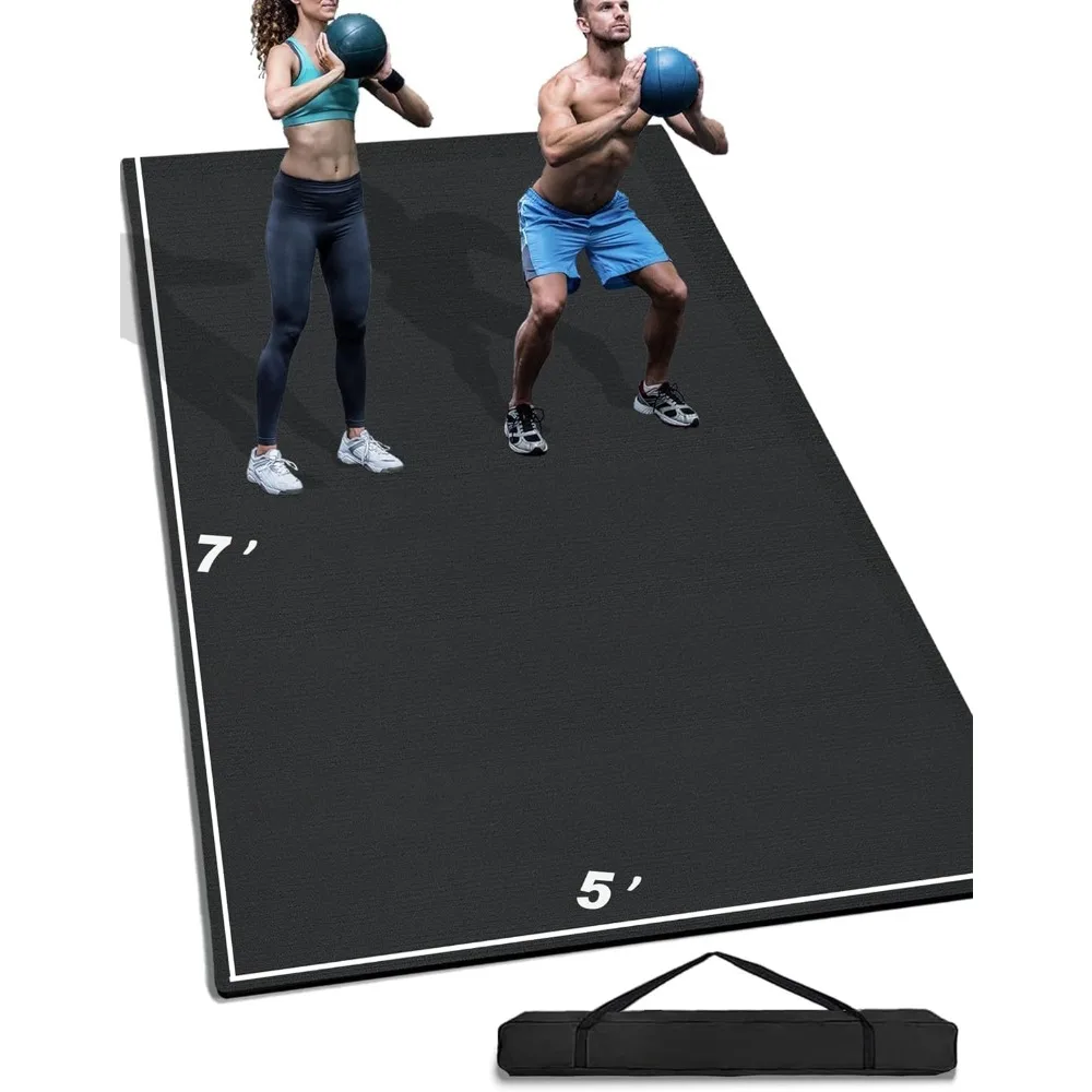 7' x 5' x 7mm Extra Large Exercise Mat, Heavy-Duty & Extreme Non-Slip Rubber Gym Flooring for Home Gym, Pro Yoga Mat Gym Mat