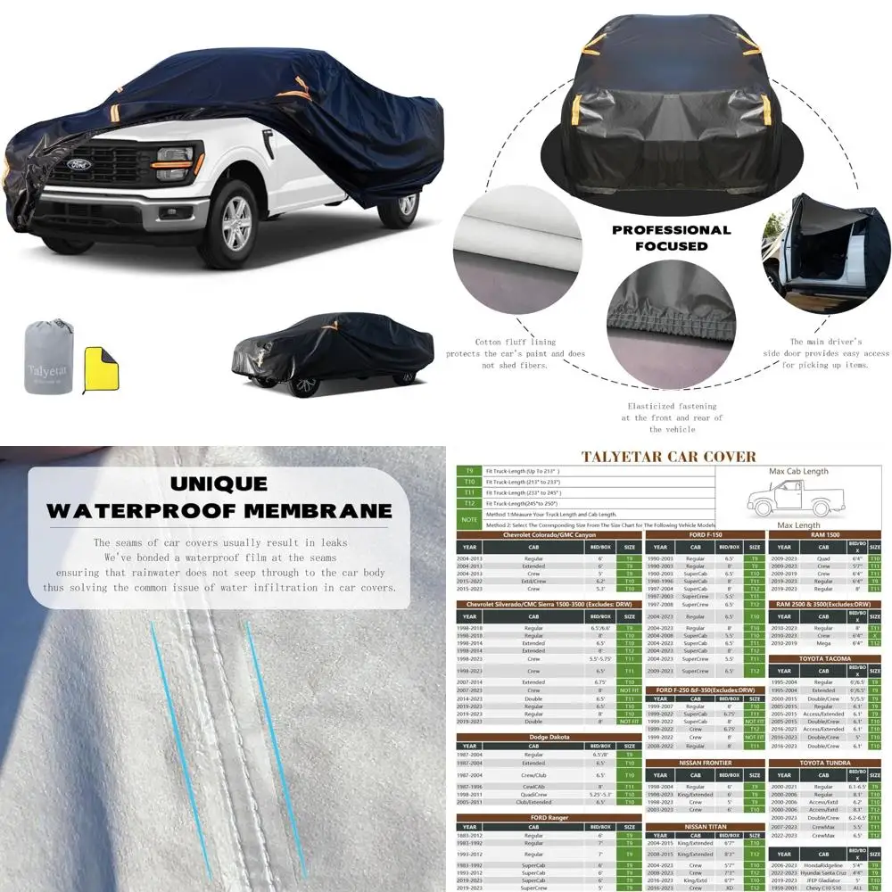 

Waterproof All-Weather Truck Cover with UV Protection for Full Exterior, Outdoor Cover for Various Truck Models