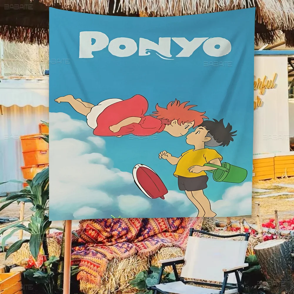 P-Ponyo Printed Large Flag Art Science Fiction Room Home Decor Decor Banner