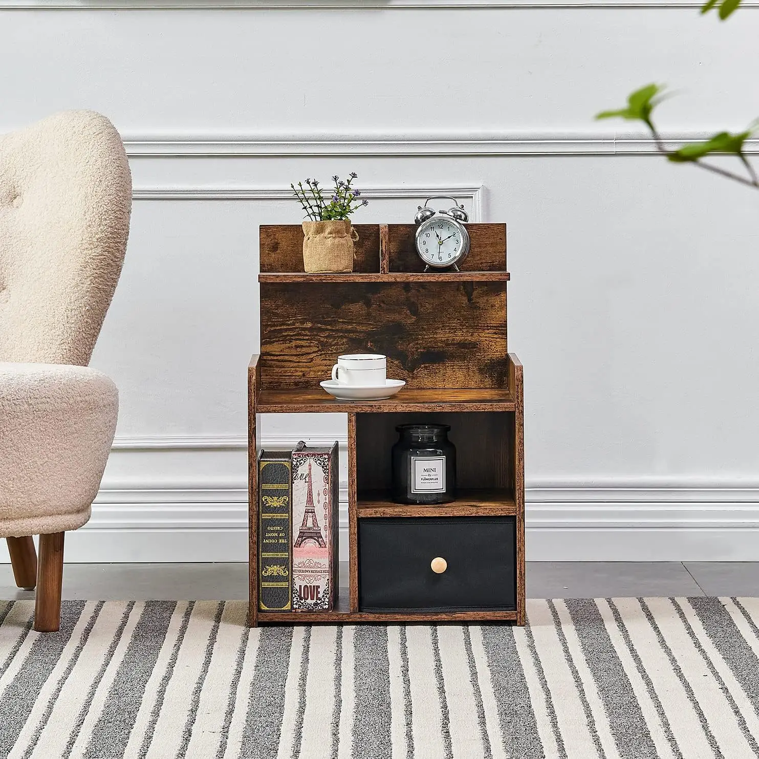 Bedroom pure wood bedside table with storage cloth and bedside table