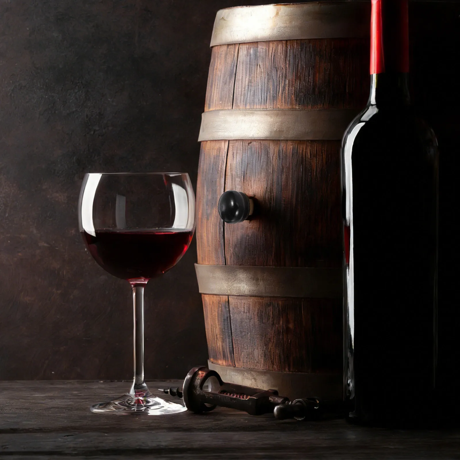 4Pcs Oak Wine Barrel Cork Stopper Heavy Duty Leakproof Reusable Barrel Bung for Red Wine Beer Whiskey Fermenting Aging Bar