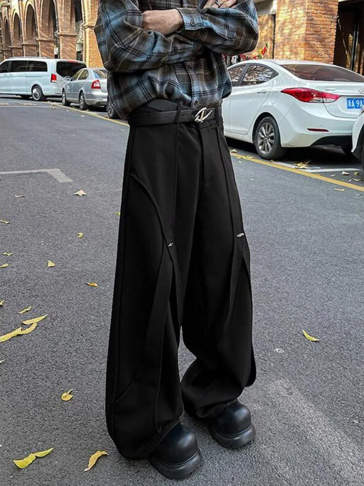 Unisex Wide Leg Pants 2025 New Men's Deconstructed Trousers Multi Panel 3D Design High Waisted Wide Leg Dress Pants With Drape