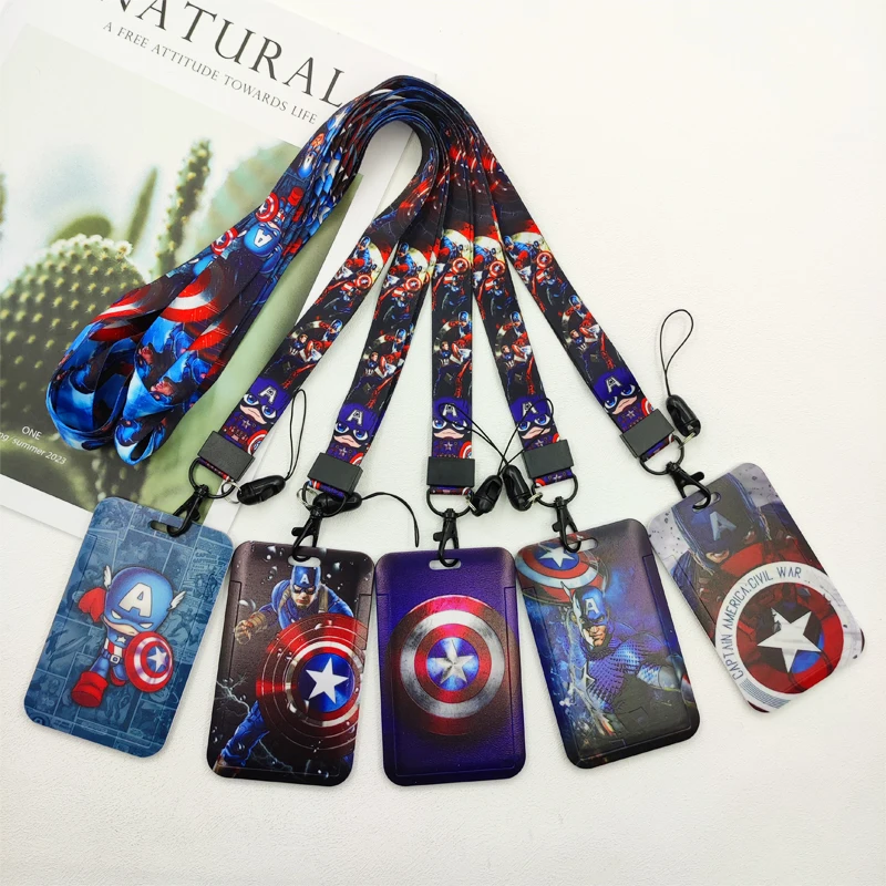 Disney Superhero Lanyard Card Holder Neck Strap for Key ID Card Phone Straps Badge Holder DIY Hanging Rope Keyrings Accessories