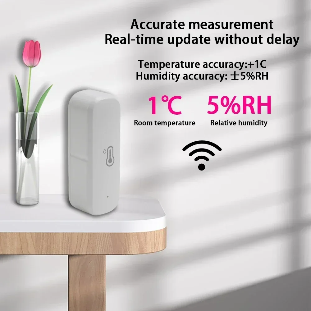 Sensor de temperatura y humedad WiFi, termómetro conectado al hogar, 2 piezas, 70x24x19mm, Compatible con