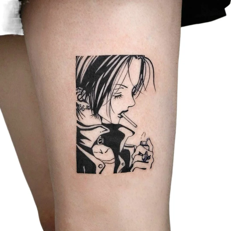 

Anime Black Nana Temporary Tattoos Cartoon Cool Girl Waterproof Fake Tattoo Arm Leg Neck Tatoo Art Body Sticker for Woman Man