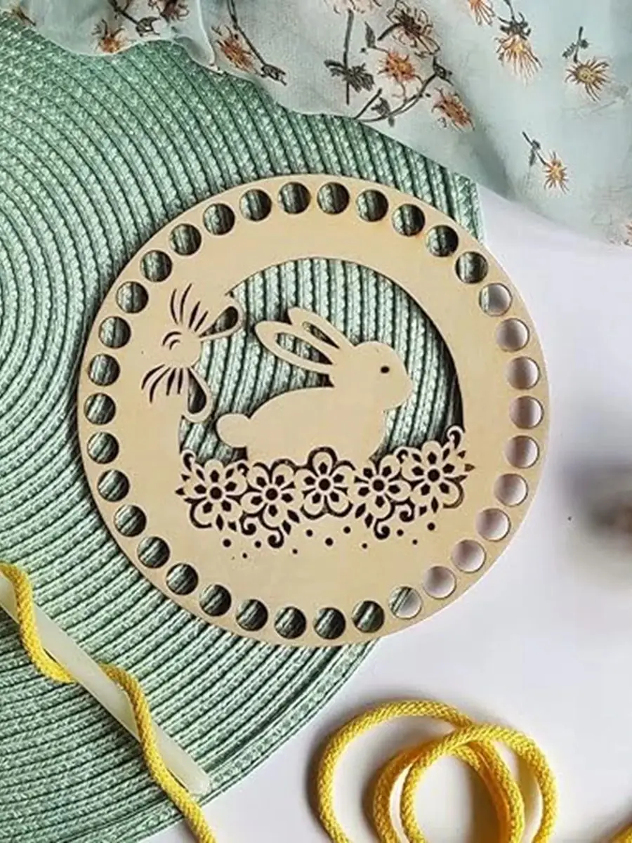 

20 шт. круглая основа 15 см 5,9 дюйма 17 см 6,7 дюйма заяц кролик пасхальное дно для корзины крючком круг вязание крючком