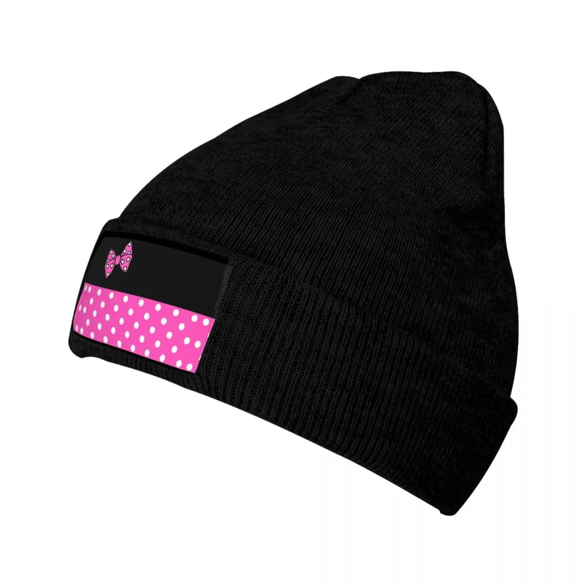 Custom Pink Minnie Mouse Polkadot Anime Skullies Beanies Caps For Men Women Unisex Winter Warm Knitting Hat Adult Bonnet Hats