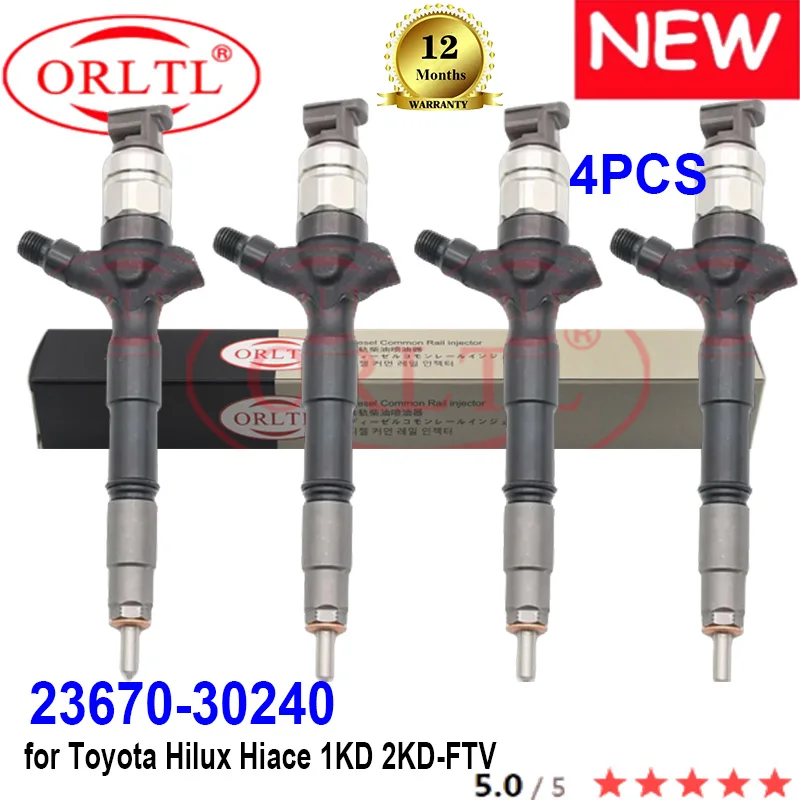 4PCS ORLTL 23670-30240 New Diesel Fuel Injector Nozzle 2367030240 23670 30240 095000-8650 For Toyota Hilux 1KD-FTV 4PCS