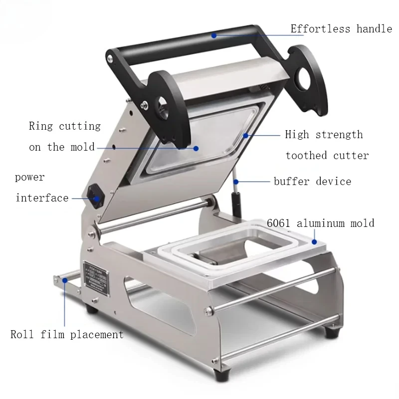 Food box sealing machine, hand pressed cooked food, fruits and vegetables, raw pickled food, commercial disposable takeaway seal