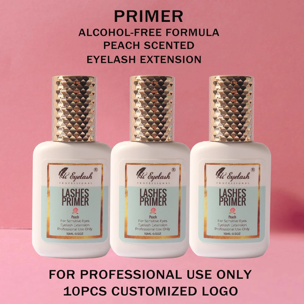 3/5pcs 15ml Lash Extension Primer Alcohol-Free Professional Anti-Allergy Eyelashes Cleaner Lashes Primer Peach Private Label