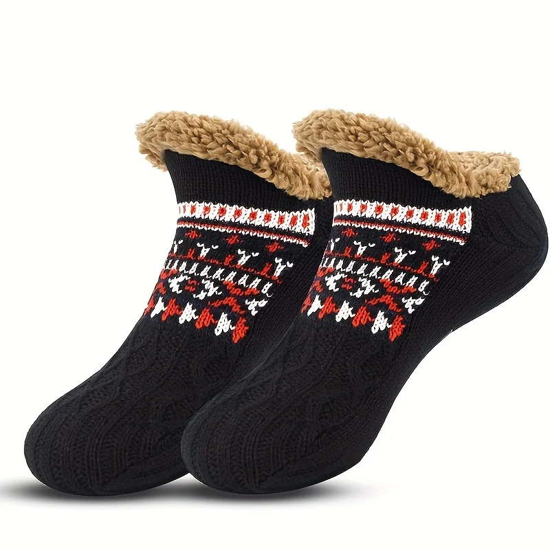 زوج من الجوارب الشتوية الدافئة للرجال، جوارب أرضية سميكة من القطيفة، جوارب للطقس البارد، جوارب قابلة للتنفس، جوارب نوم رجالية #3