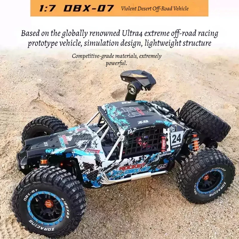 ZD Racing DBX-07 سيارة RC بدون فرش 1/7 مقياس 4WD مركبة كهربائية للطرق الوعرة شاحنة صحراوية مع لعبة التحكم عن بعد للفرامل الميكانيكية