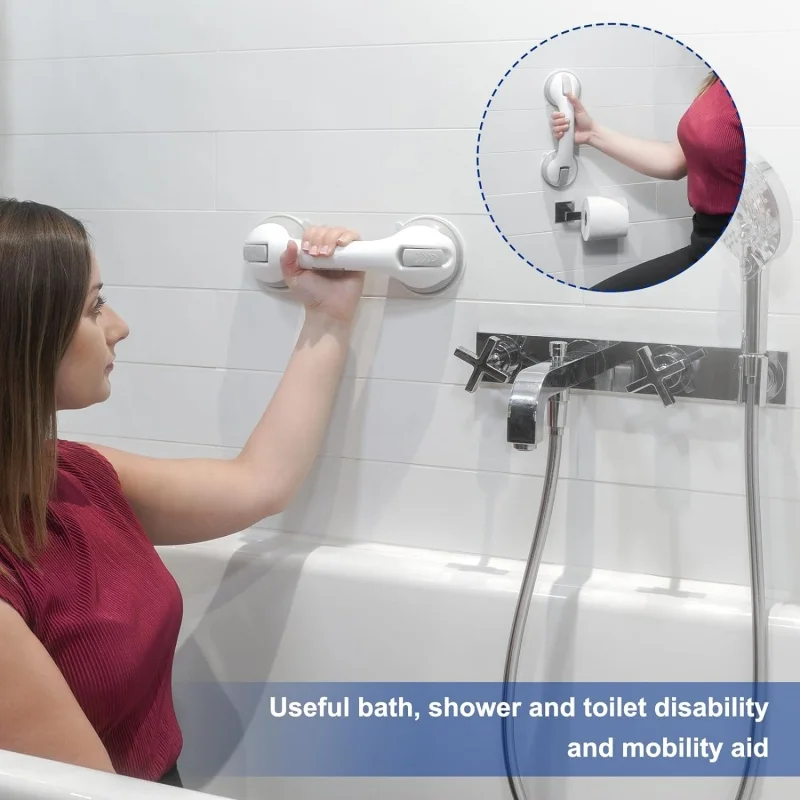 2PCS Vakuum Saugnapf Dusche Haltegriffe Wc Nicht-slip Unterstützung Griffe Bad Sicherheit Haltegriff Griff Ältere Kind handlauf – Detail 5