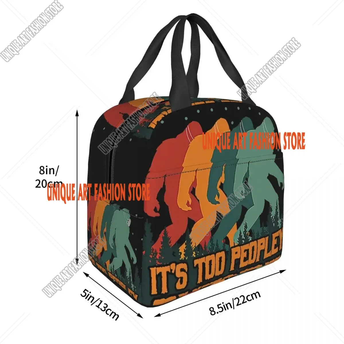 It's Too Peopley Outside Oxford Cloth Portable Bags Bigfoot Sasquatch School Trip Lunch Hiking Debris Cooler Food Handbags