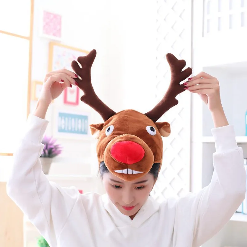 Elk Headwear Cartoon Christmas Party Hat Cozy Winter Headgear Unique Costume Accessory Holiday Performance Cap