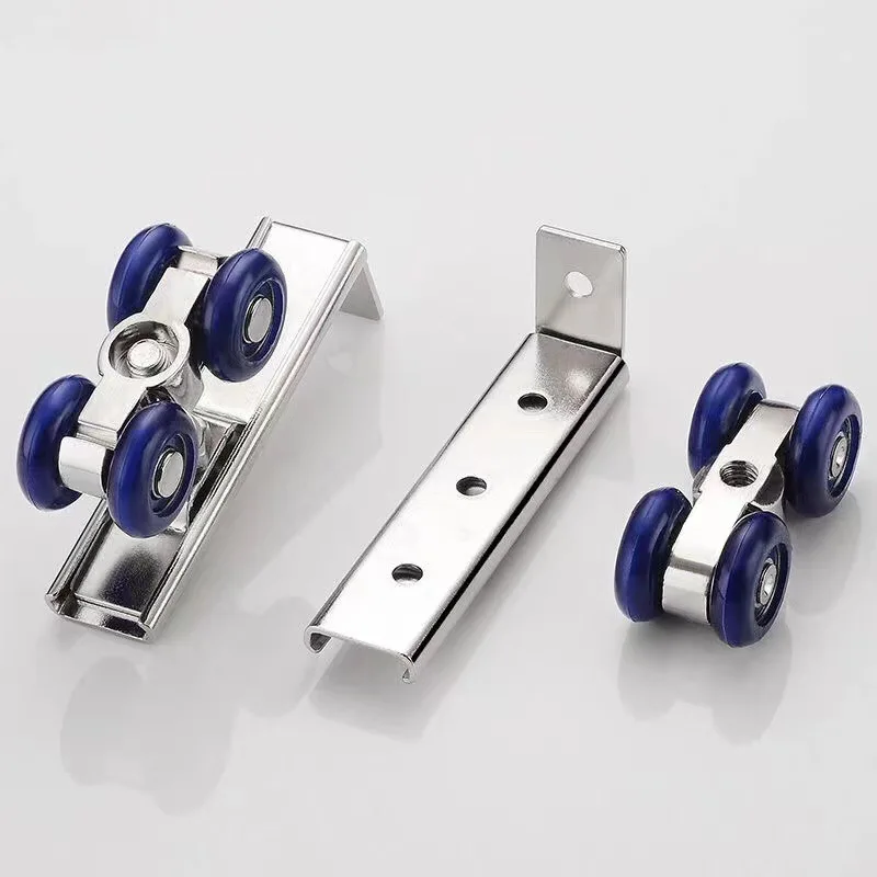 

New 2Pcs Four Wheel Sliding Door Pulley Set with Bearings for Wardrobe Cabinet Track Smooth Silent Heavy Duty Hardware Kit
