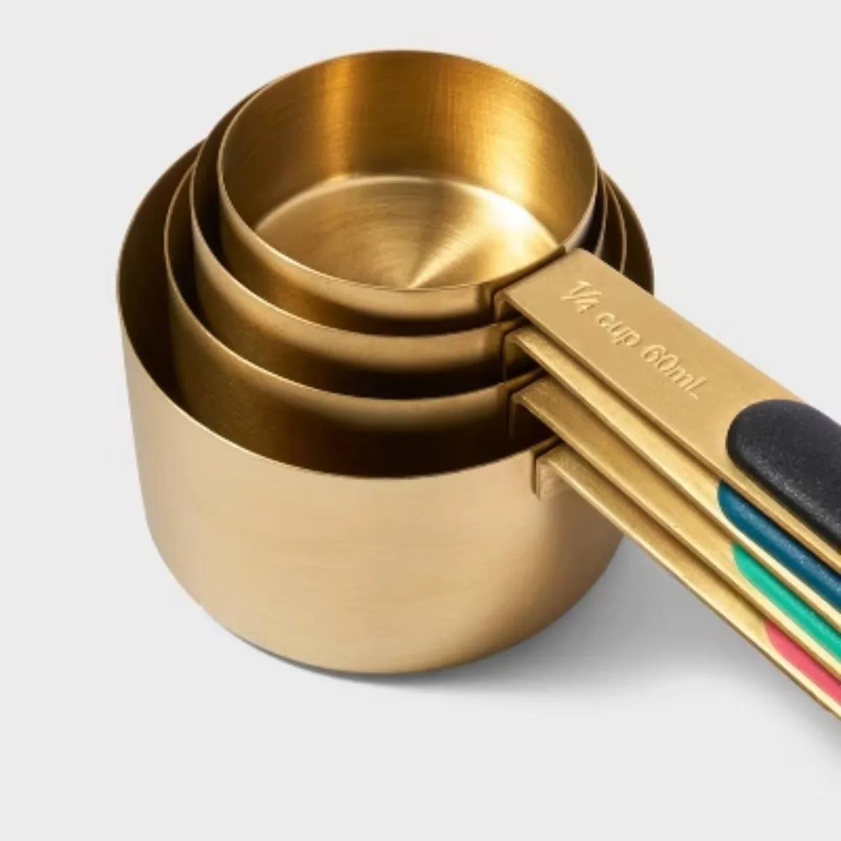 طقم أكواب قياس معدنية مكون من 4 قطع ذهبي - بني تابيثا للاستهداف: ستانلس ستيل، آمن للاستخدام في غسالة الأطباق، مجموعة تابيثا براون