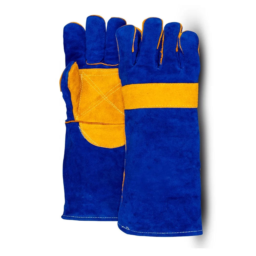 Hi-Force Long Cuff Leather Welding Gloves Thick Durable Heat/Fire Resistant Argon Arc Safety Gloves Customized Color for