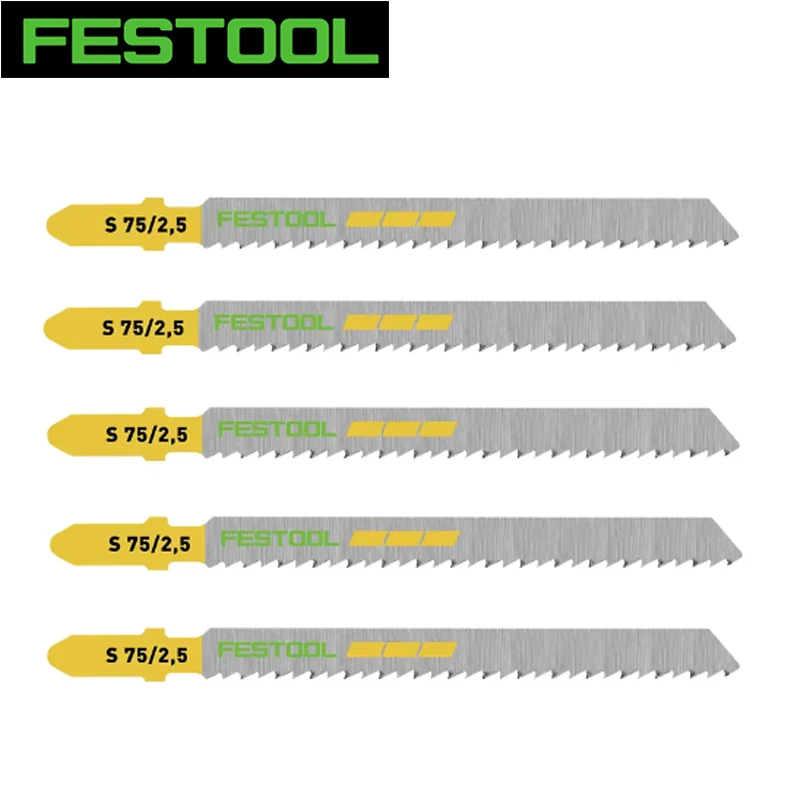 FESTOOL 204256 S 75/2,5/5 WOOD FINE CUT Jigsaw Blade HCS Steel Splinter-Free Clean Cutting Saw Blade for Jigsaw Woodworking