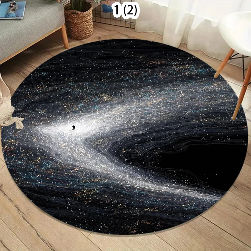 Galaxy Starry Sky Round Carpet Universe Space Area Rug For Living Room Bedroom Aesthetic Home Decor Large Carpet