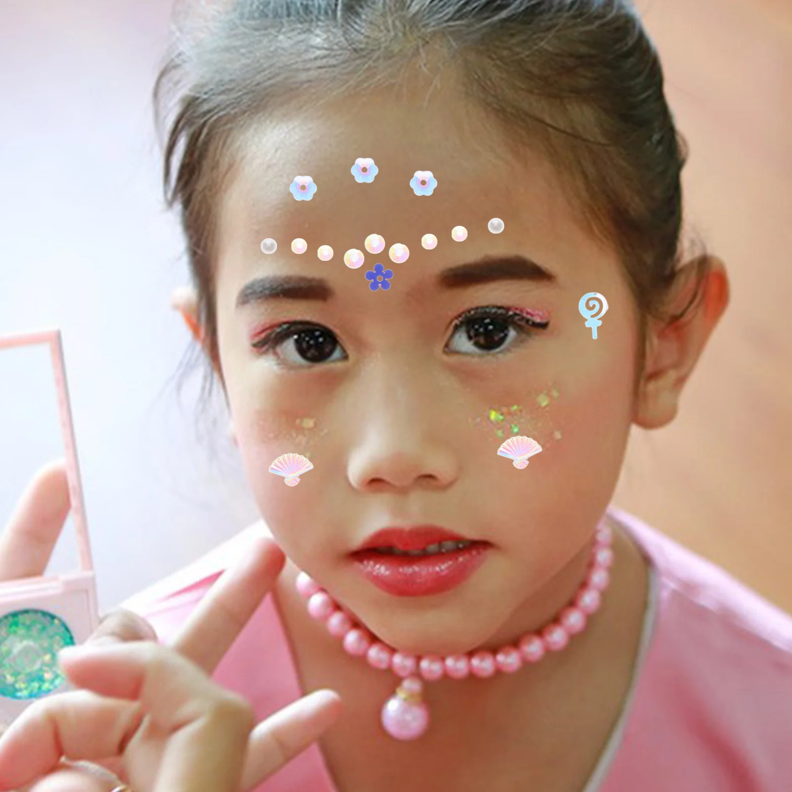 3 صناديق للأطفال مرحلة ماكياج الوجه جوهرة DIY فراشة فلاتباك مهرجان حفلة ماكياج سحر الوجه مجوهرات الأظافر الملحقات #1