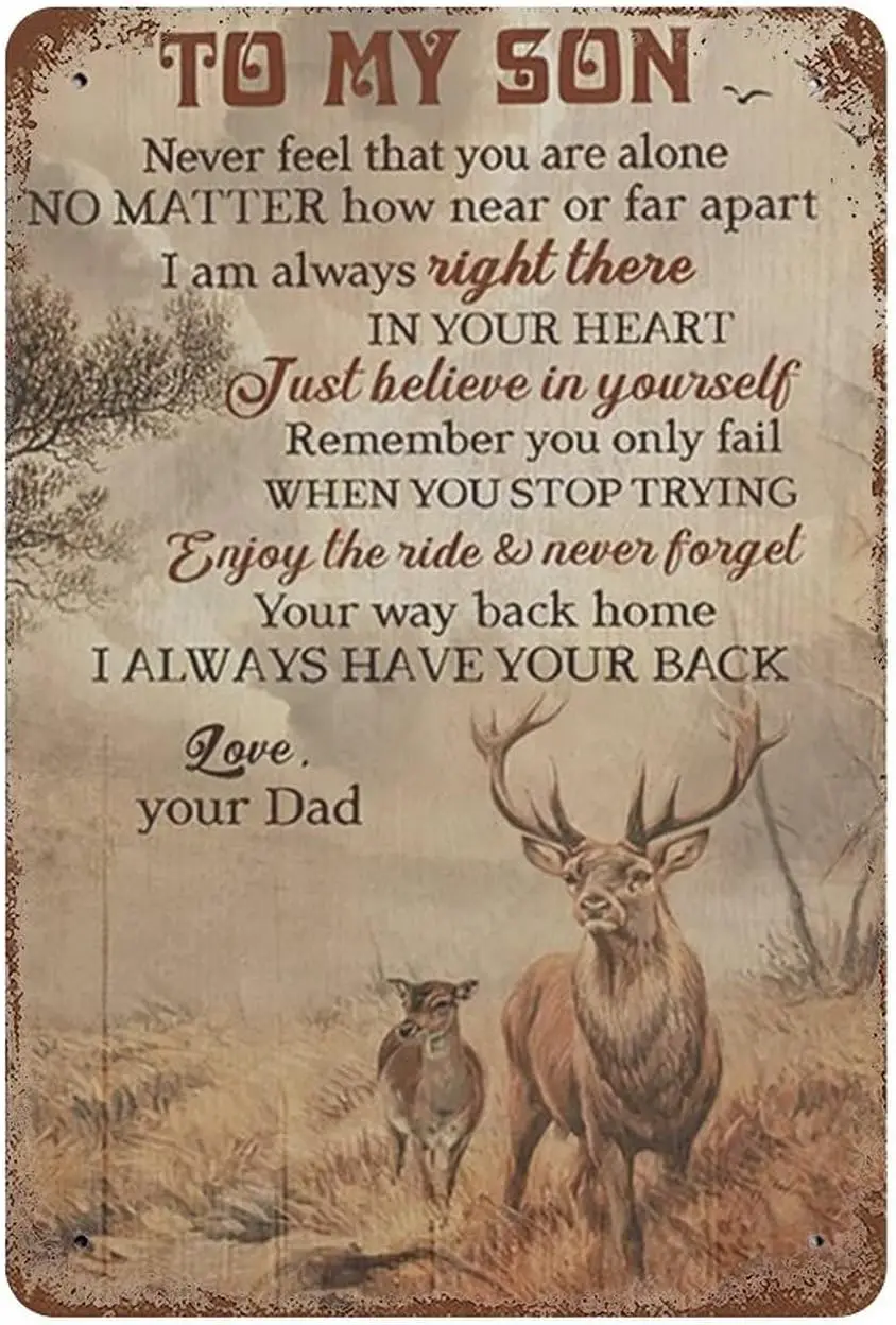 Father And Son Deer Always Have Your Back, Dad And Son Love Hunting Together, Gift For Son From Dad, Birthday Gift For Son Metal