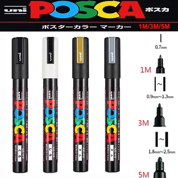 1/2pcs Uni Poscas Acrylic Markers PC-1M-3M-5M Permanente Waterproof Art Pens Graffiti…