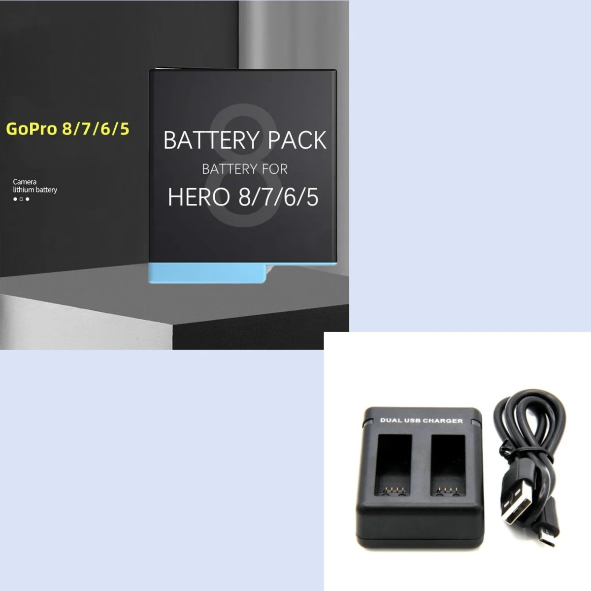 1220mAh For Gopro Hero 8 7 6 Hero 5 Battery For GoPro Hero 5 6 7 Gopro 8 Black Sports Action Camera Battery USB Battery Charger