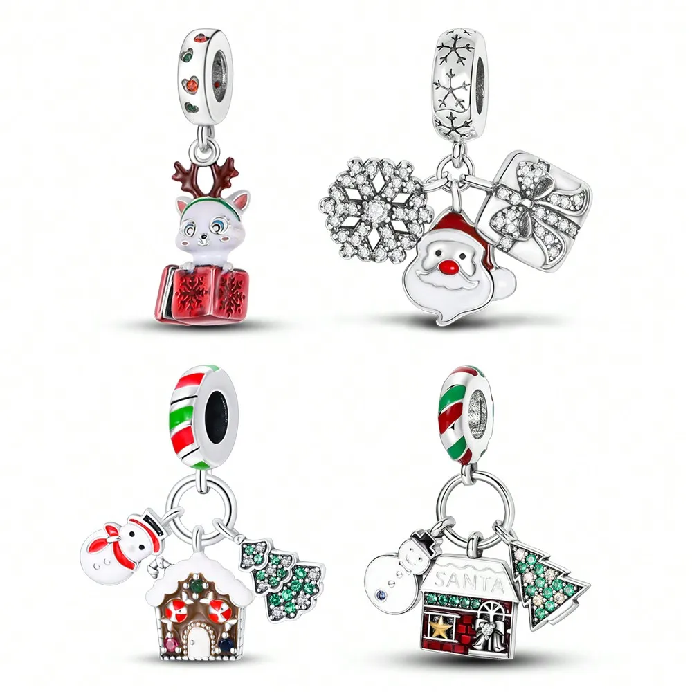 2025 Hot Sale Charms Bead 925 Sterling Silver Women's Christmas Present Fit Bangle Bracelet Necklace DIY Jewelry