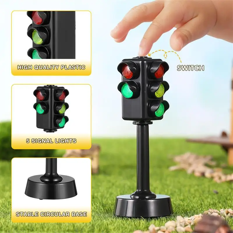 Imagem -05 - Traffic Light Toy com Suporte para Crianças Sinais de Estrada Decorações de Mesa Fontes de Festa Modelo Lâmpada de Parada Pcs