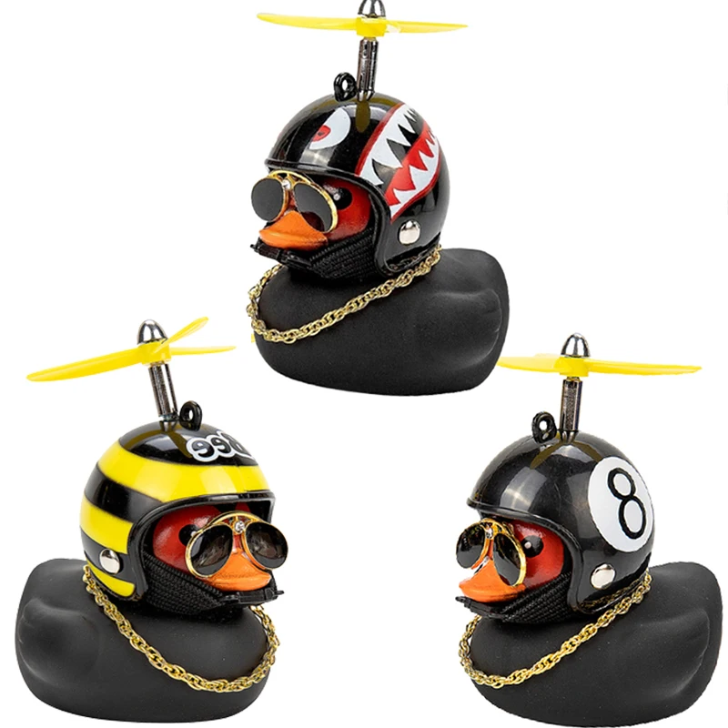 Car Goods Gift Broken Wind Helmet Small Yellow Duck Car Decoration Interior Accessorie Wind-breaking Black Duck Cycling Ornament