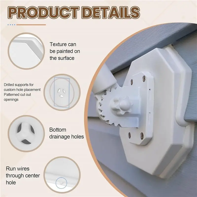 AB51 3Pcs Vinyl Siding Mounting Block Kit With Built-In Electrical Box, 130110006001 Vertical Siding Lamp Mounting Plate